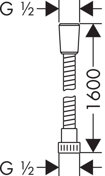 Furtun dus Hansgrohe Metaflex, 1/2'', 1.6m, crom - 28266000